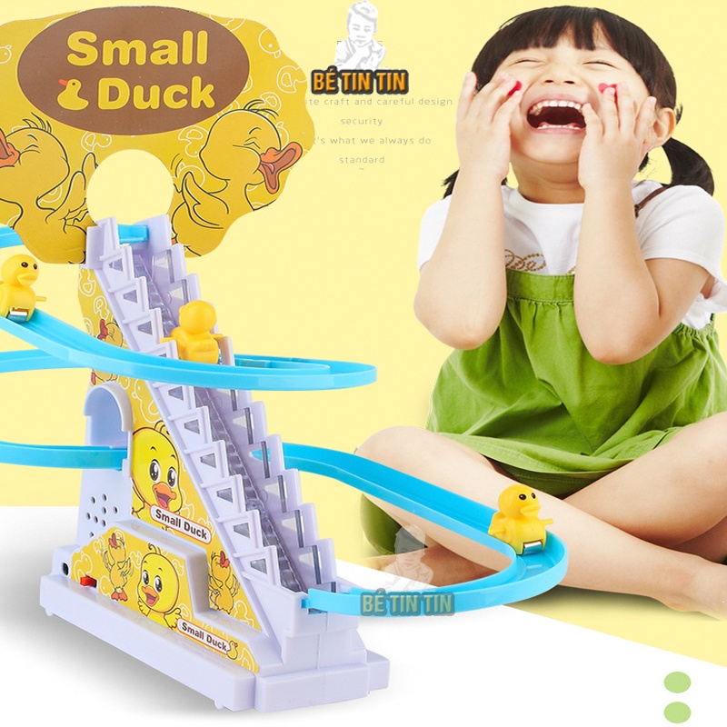 Combo Bộ đồ chơi Vịt leo cầu thang có nhạc và Bảng ghép hình bằng gỗ cho bé
