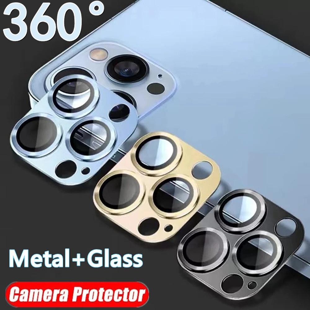 Ốp Điện Thoại Mặt Kính Viền Kim Loại Bảo Vệ Camera Sau Cho IPhone 14 13 12 11 Pro Max 13 Mini IPhone 14 Plus