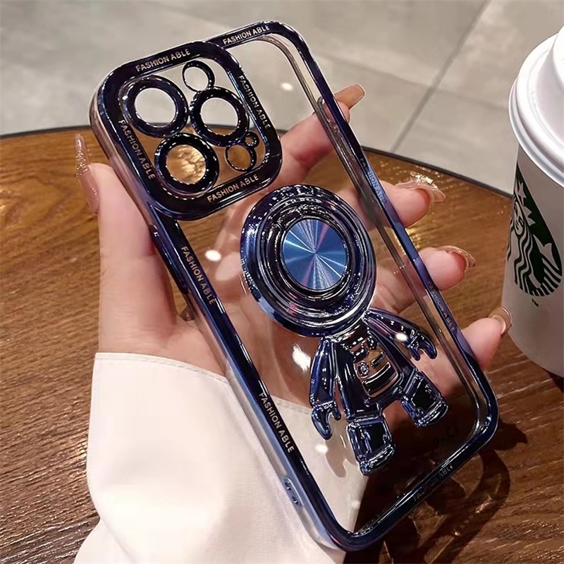 Ốp Điện Thoại Họa Tiết Phi Hành Gia Hoạt Hình Gắn Giá Đỡ Cho iPhone 14 13 12 11 Pro Max