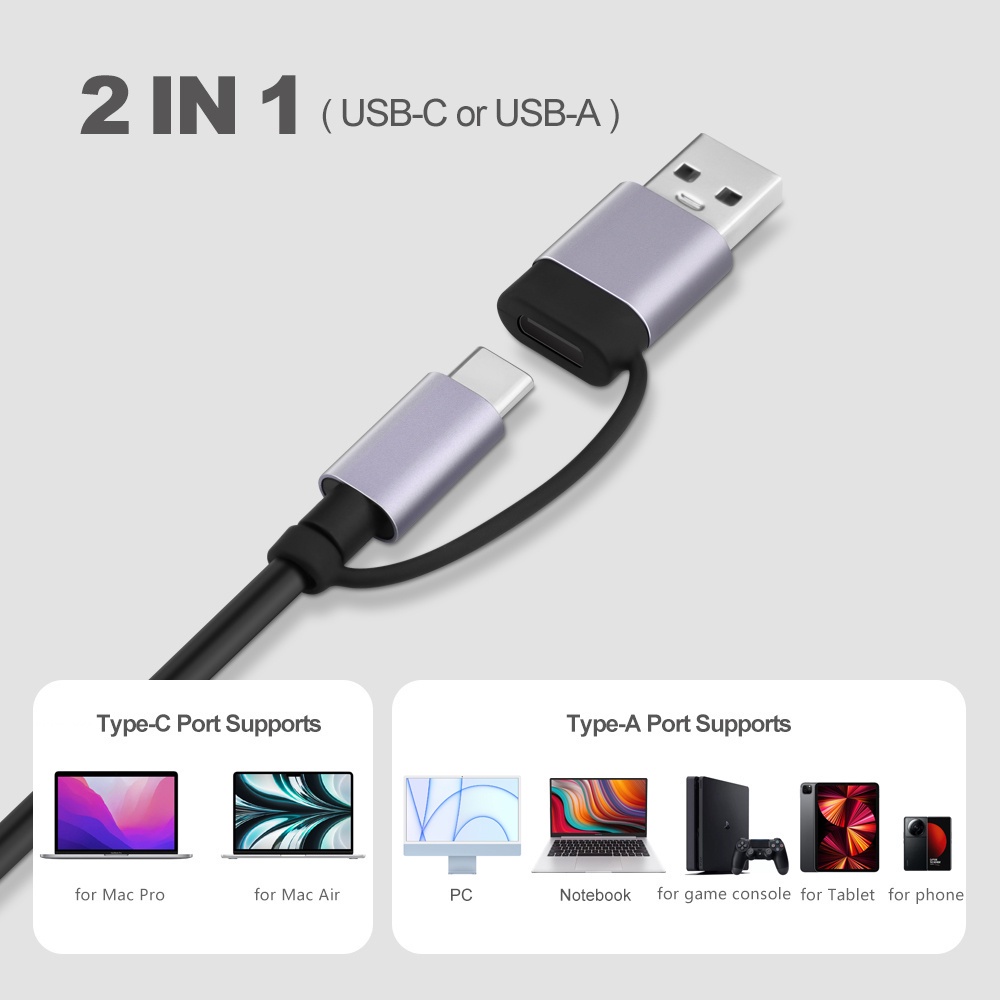 Hub Type C Tốc độ cao GOOJODOQ 5 Port USB 3.0 2.0 Cho Macbook Laptop 5Gbps TF SD Khe Cắm Đầu Đọc PD Sạc Âm Thanh