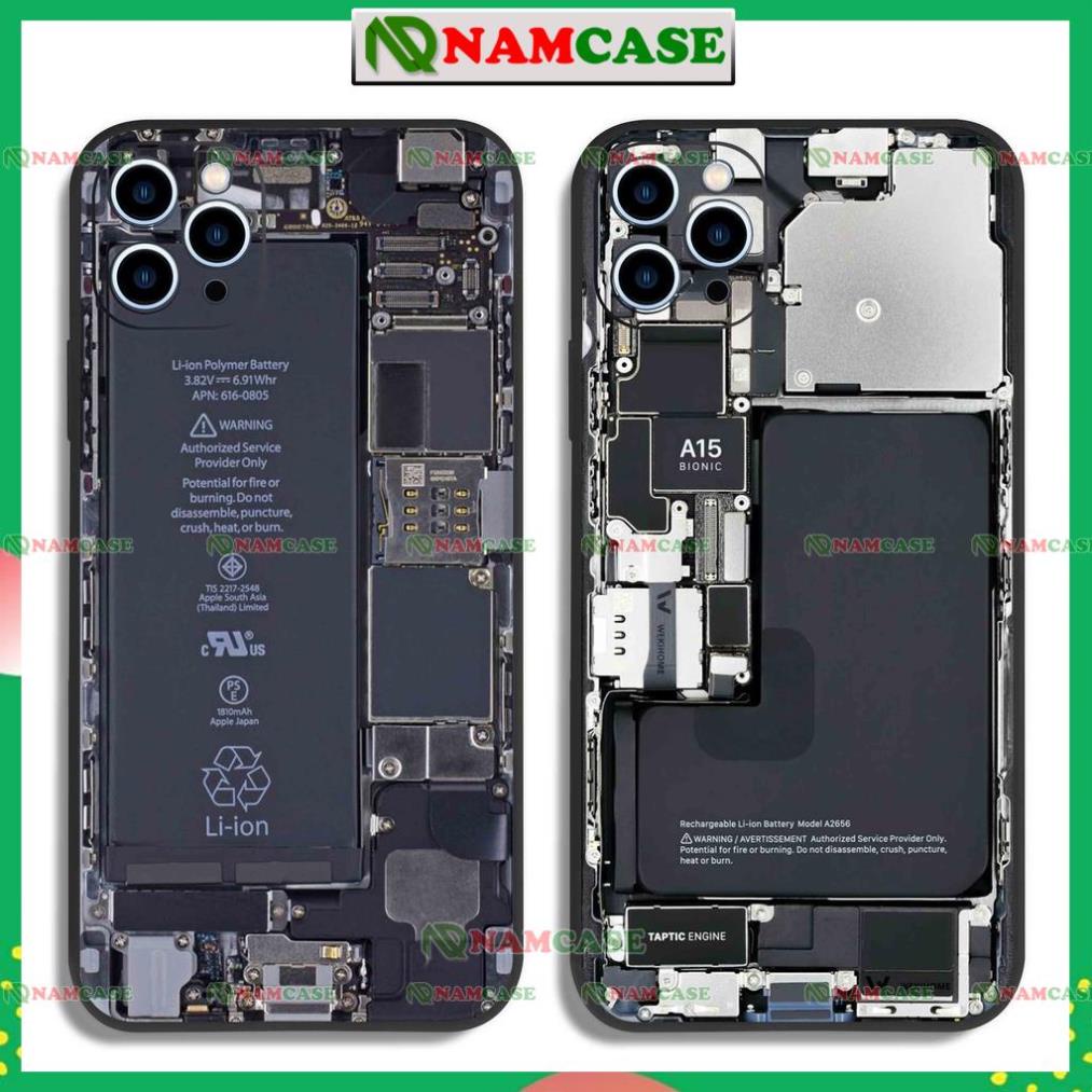 Ốp lưng điện thoại iPhone hình lộ bảng mạch cạnh viền vuông silicon dẻo cho ip 6/6s/7/8/X/XS/11/12/13/14 Pro Plus Max
