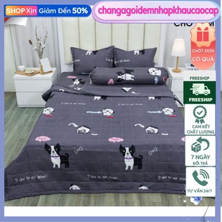 Bộ ga gối 💖1m6x2m💖 drap giường poly,mẫu cute-MẪU CHÓ GHI