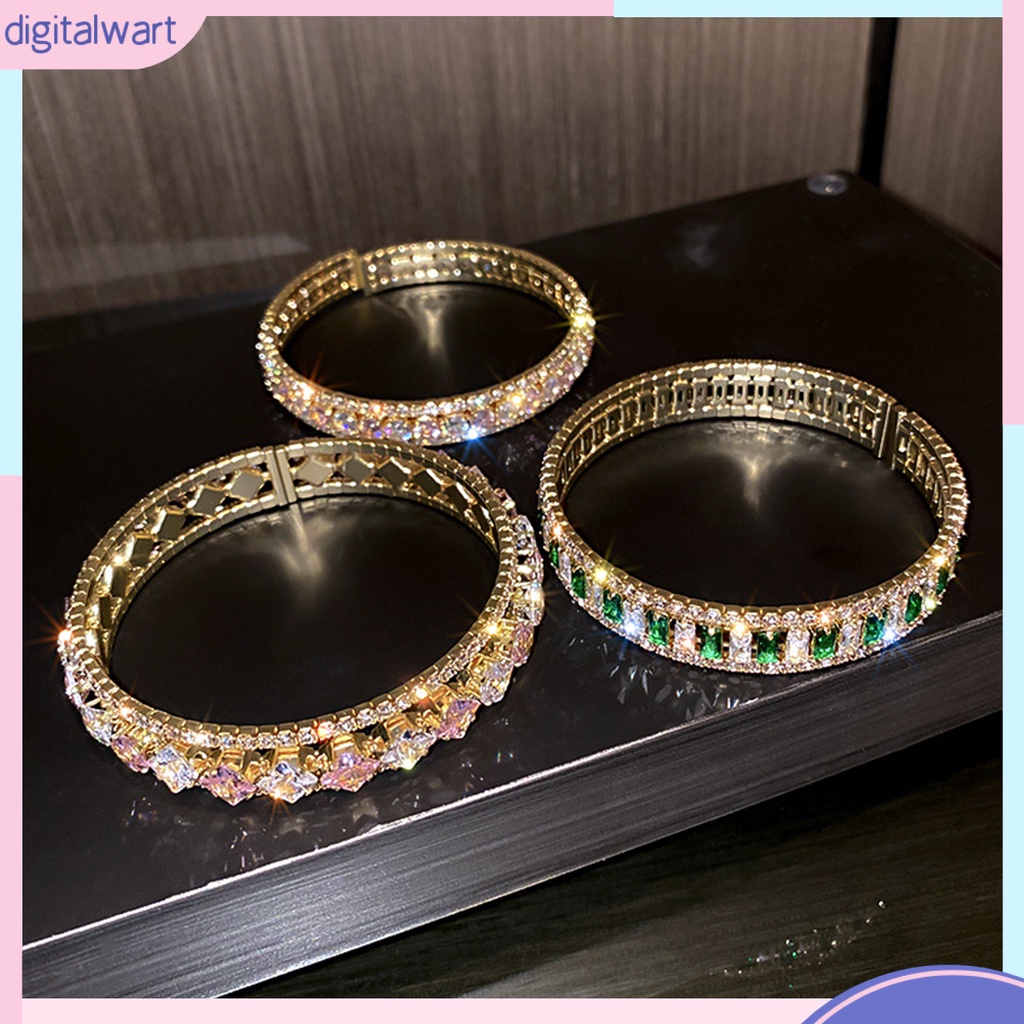 Vòng Tay Chuỗi Hạt Tròn Đính Đá Lấp Lánh Thời Trang Cho Nữ