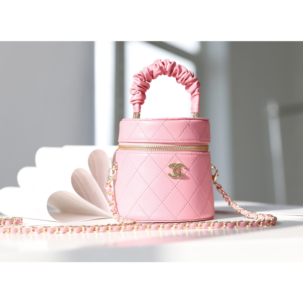 Túi quai xách cốp mini new  fullbox nam châm nguyên seal kích thước: 13x14cm 3 mầu : Đen,Trắng & Hồng chất liệu da lì