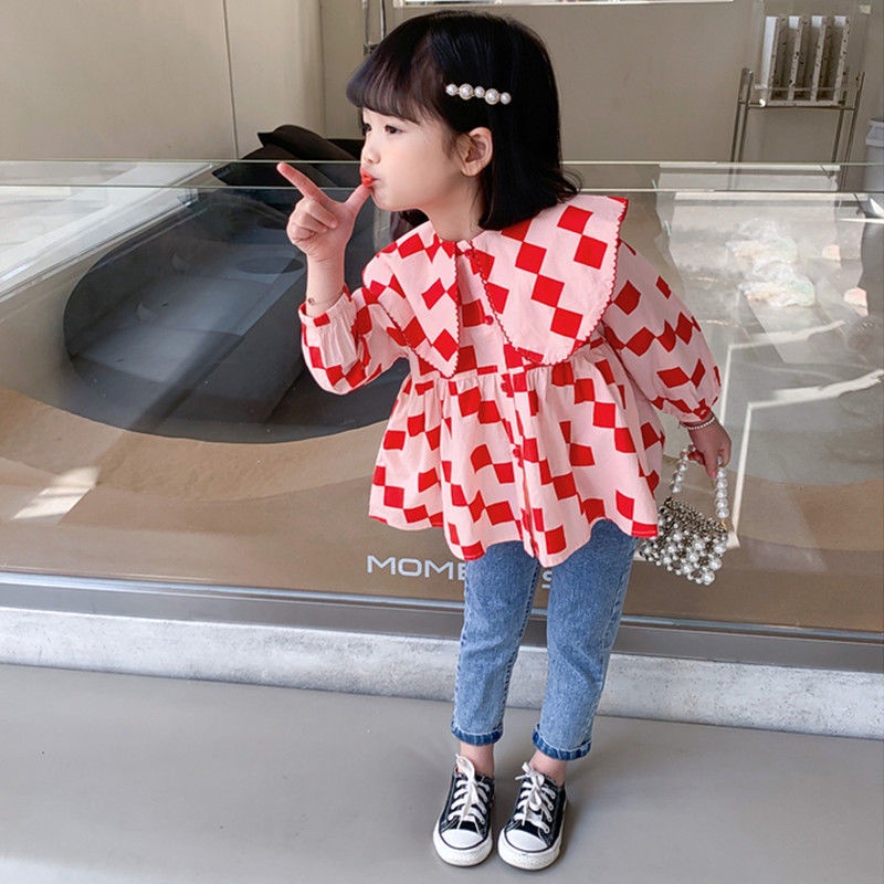 Áo Sơ Mi Tay Dài Phong Cách Hàn Quốc Mùa Xuân Mới 2023 Cho Bé Gái 3-12 Tuổi