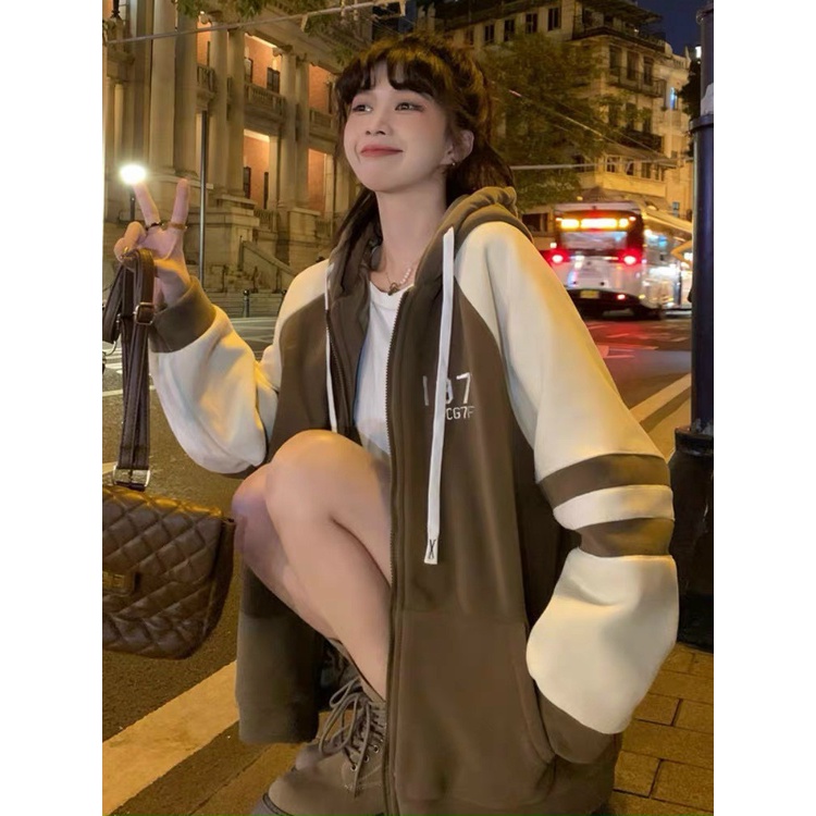 Áo khoác nỉ nữ from rộng đi nắng đi lạnh đều ok  chất nỉ dày mịn ấm áp