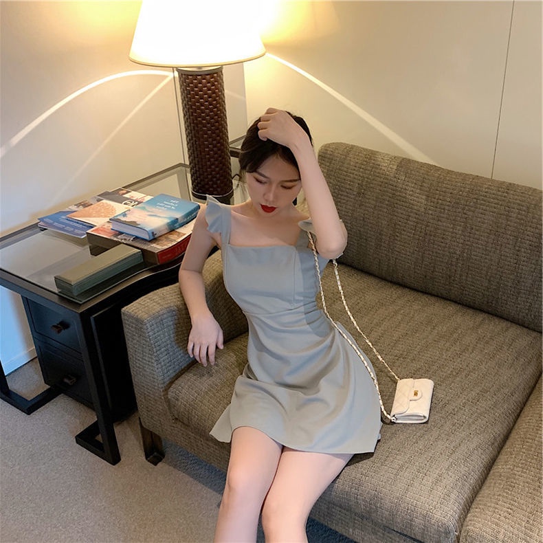 Đầm Hai Dây Nhún Bèo Phong Cách Retro Pháp Thời Trang Mùa Hè Mới 2023