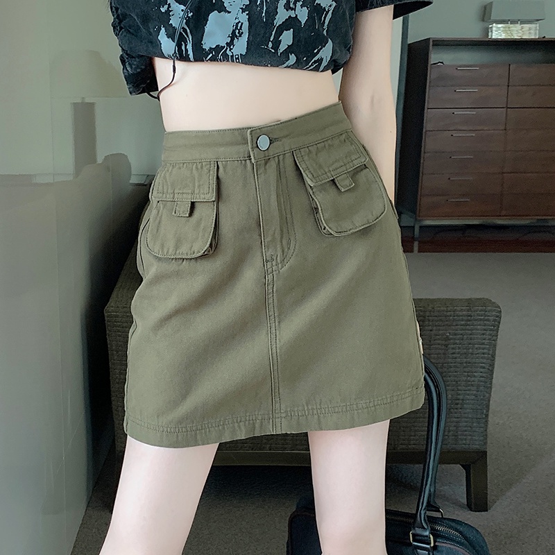 Chân váy jean Lưng Cao Phối Túi Thiết Kế Mới Thời Trang Mùa Hè Dành Cho Nữ