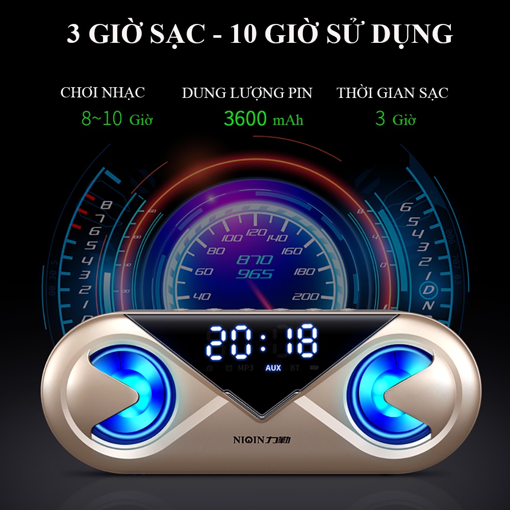 Loa bluetooth mini không dây đa năng tích hợp loa kép bass cực chất, thẻ nhớ, báo thức màn hình led full HD. BH 2 năm | BigBuy360 - bigbuy360.vn