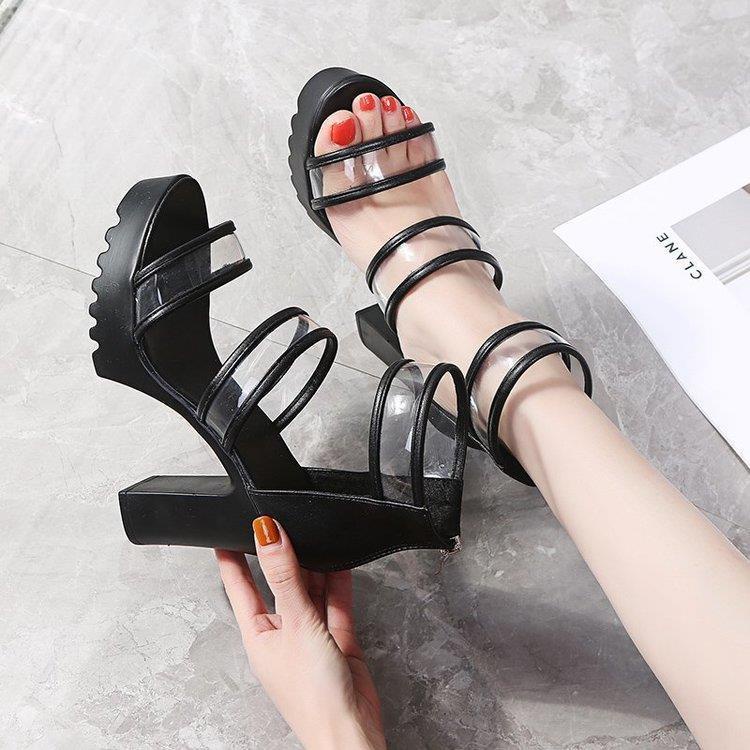 Mới Xăng đan Cao Gót 10Cm Quai Ren Trong Suốt Thời Trang Mùa Hè Dành Cho Nữ