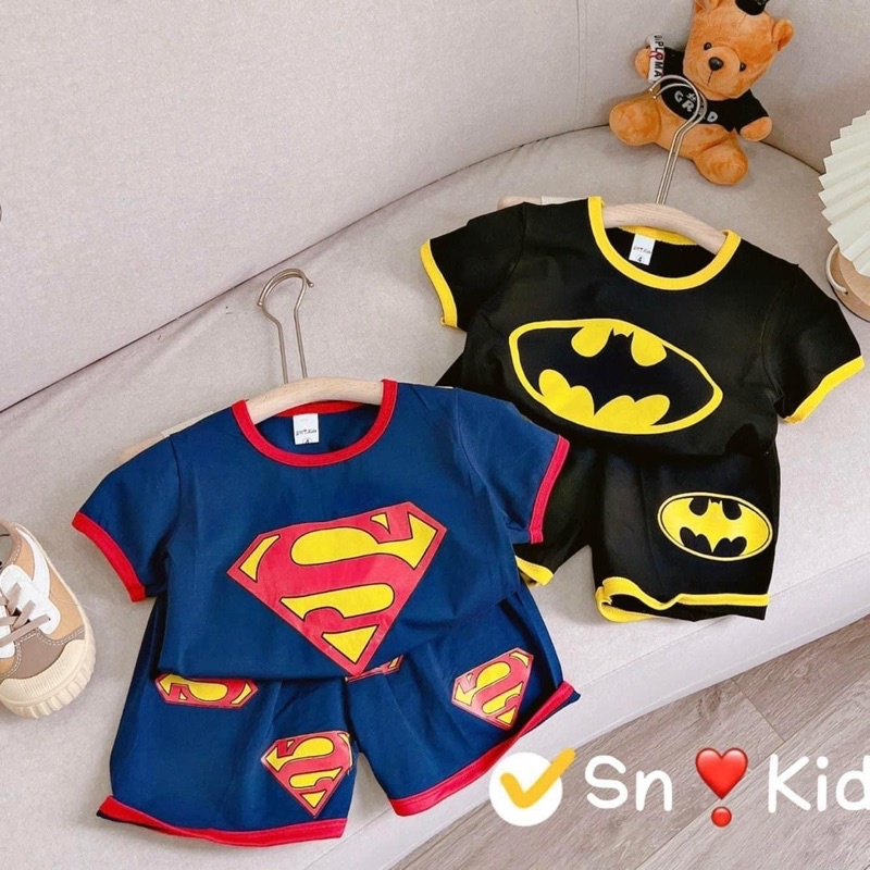 BỘ CỘC CHO BÉ TRAI HOẠ TIẾT LOGO SUPERMAN & BATMAN SIÊU NGẦU - CHẤT COTTON TÀU MỊN MÁT