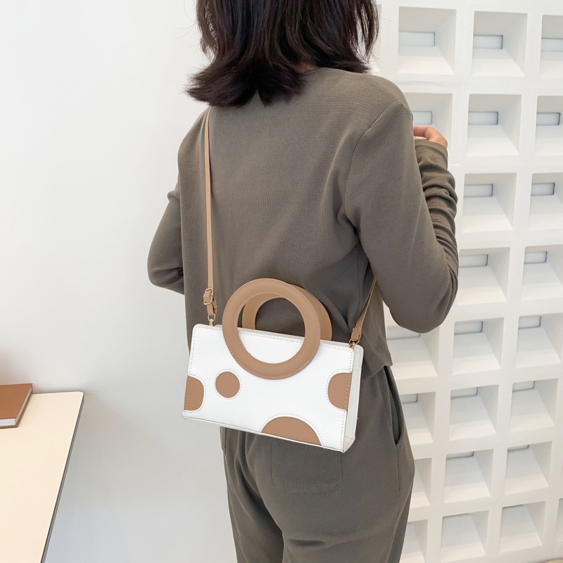 Mischa Túi Xách Đeo Vai Hình Vuông Cỡ Nhỏ Chất Liệu PU Màu Tương Phản Phong Cách Phương Tây Đơn Giản Dễ Phối Đồ