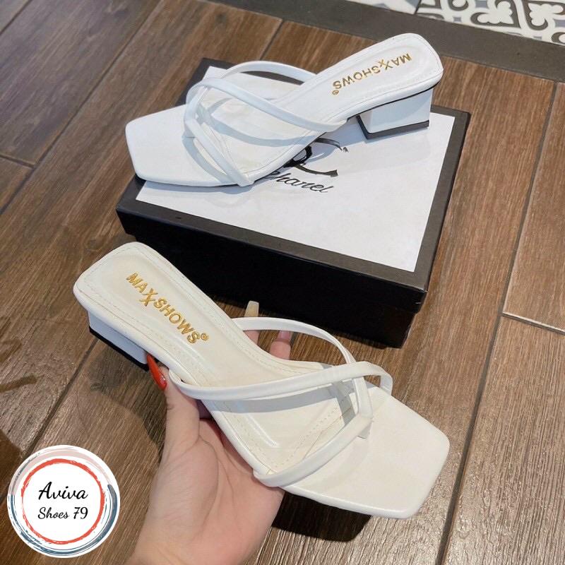 Giày gót Chéo 3cm da mờ gót vuông xinh xắn bền đẹp hót quanh năm.