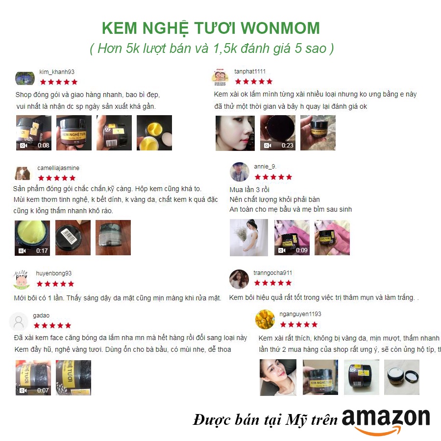 Bộ trắng da, sạch nám cao cấp Wonmom ( Sữa rửa mặt+ Scrub nghệ+ Kem nghệ tươi+ Serum vitamin C+ Mặt nạ nghệ+ Xông mặt )