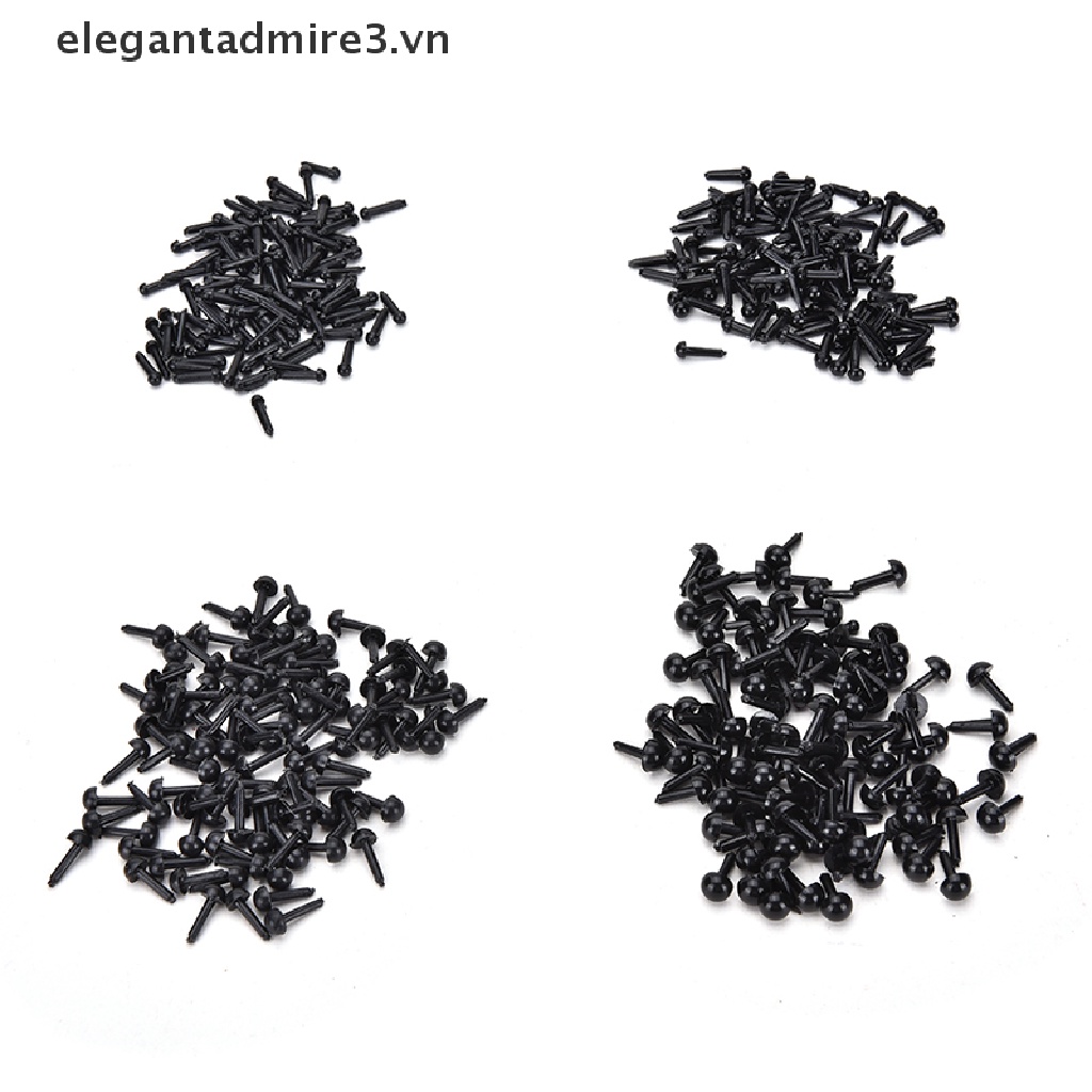 Bộ 100 Mắt Nhựa Màu Đen Kích Thước 4 Kích Cỡ Dùng Cho Búp Bê / Gấu / Búp Bê DIY