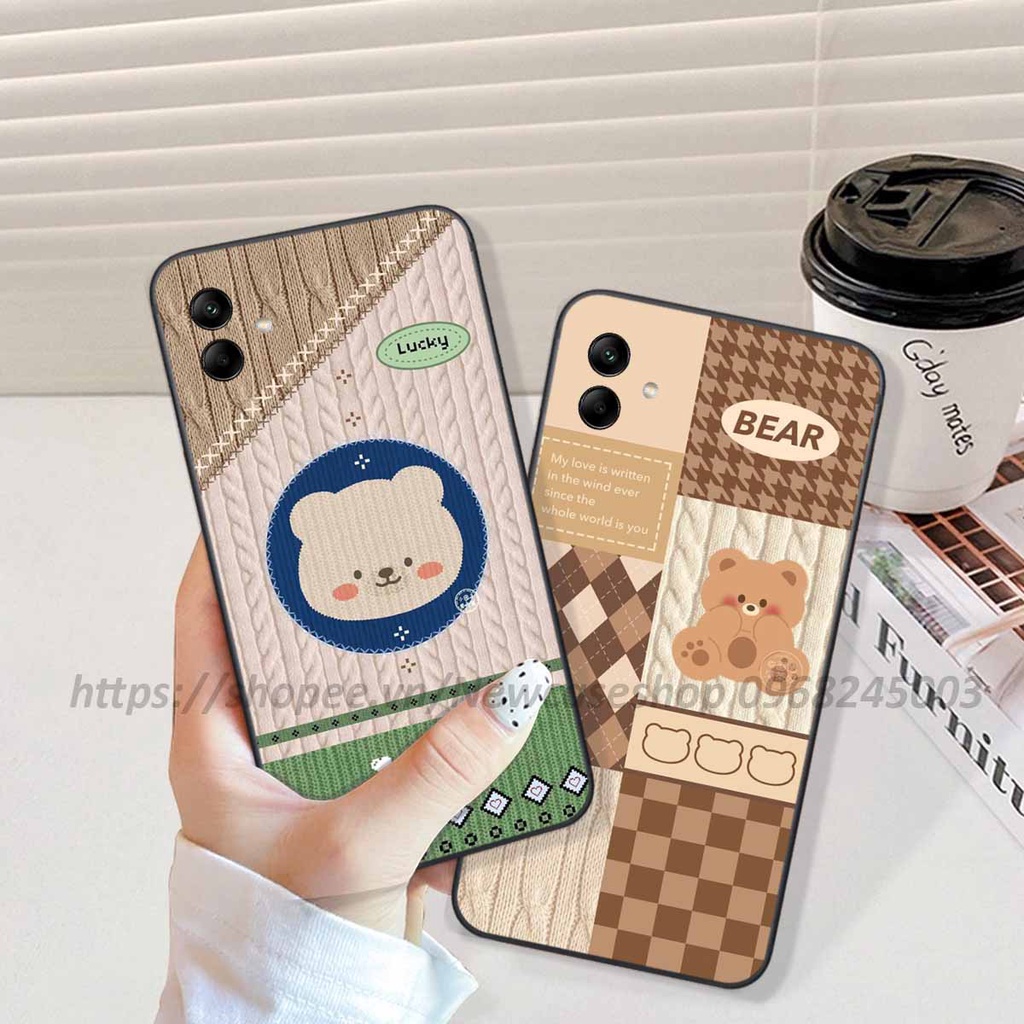 Ốp lưng Samsung A03 / A04 in hình họa tiết len Bear Cute
