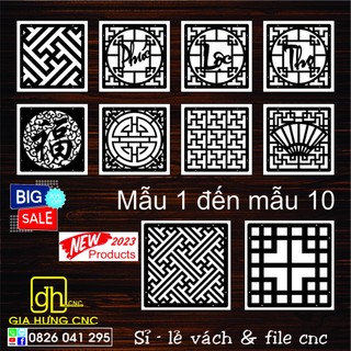Vách ngăn hoa văn treo - mẫu 1 đến 10 kèm phụ kiện