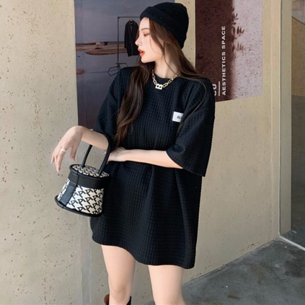 Ethelgirl Áo Thun Tay Ngắn Cổ Tròn Dáng Rộng Thiết Kế Đơn Giản Thời Trang Cho Nữ