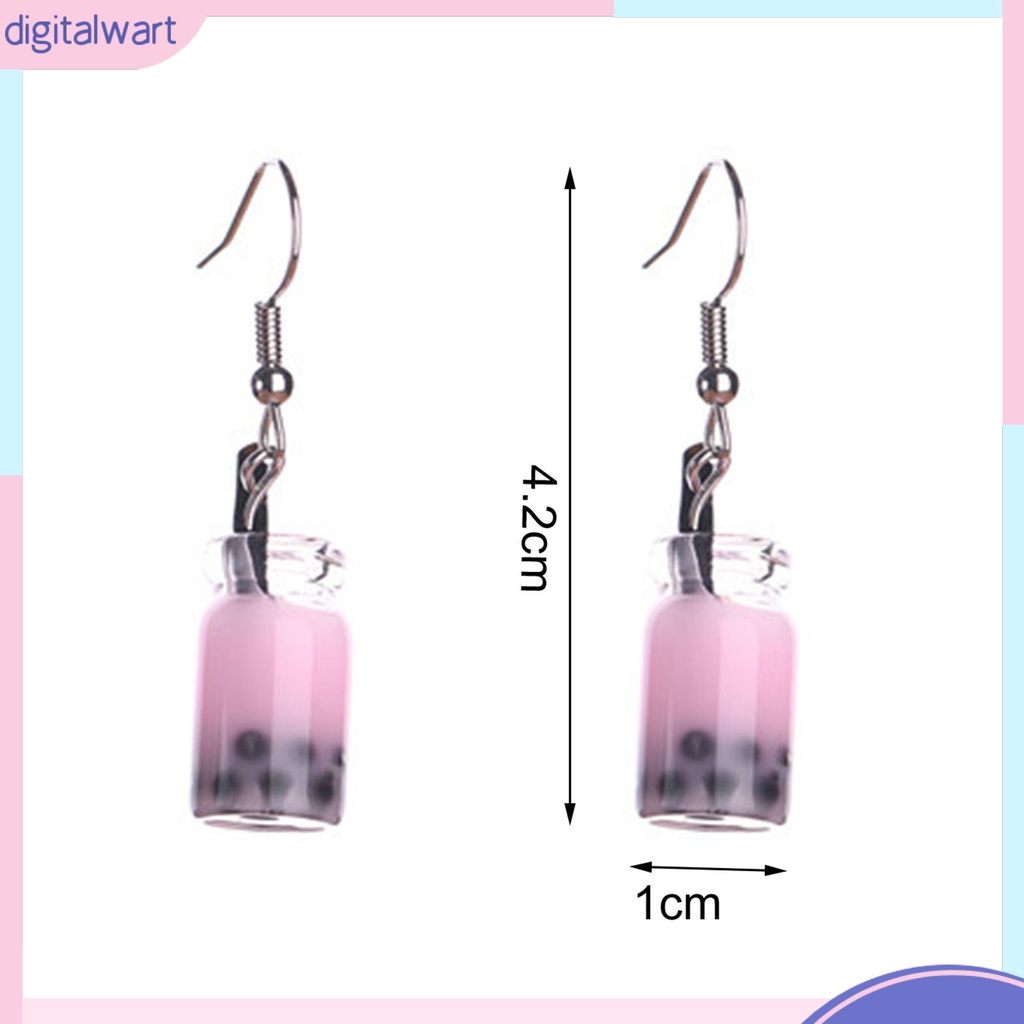 1 Đôi Bông Tai Móc Hình Ly Trà Sữa Thủy Tinh Không Gây Dị Ứng Dễ Thương Thời Trang Cho Nữ