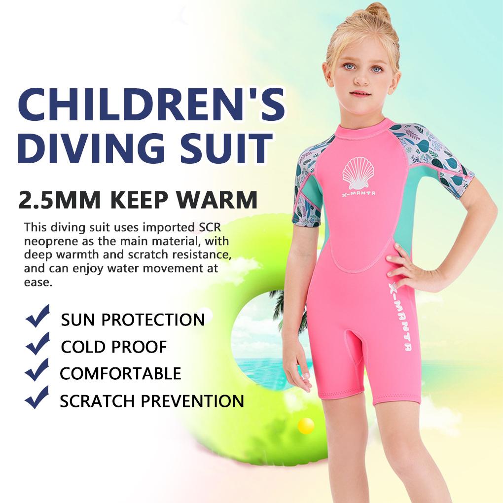 Bộ Đồ Lặn Gồm Áo Liền Quần Ngắn Tay Dày 2 5MM Chất Liệu Cao Su Tổng Hợp Cho Bé