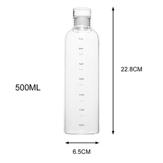 Bình Nước Nhựa 500ML Trong Suốt Có Thang Đo Thời Gian