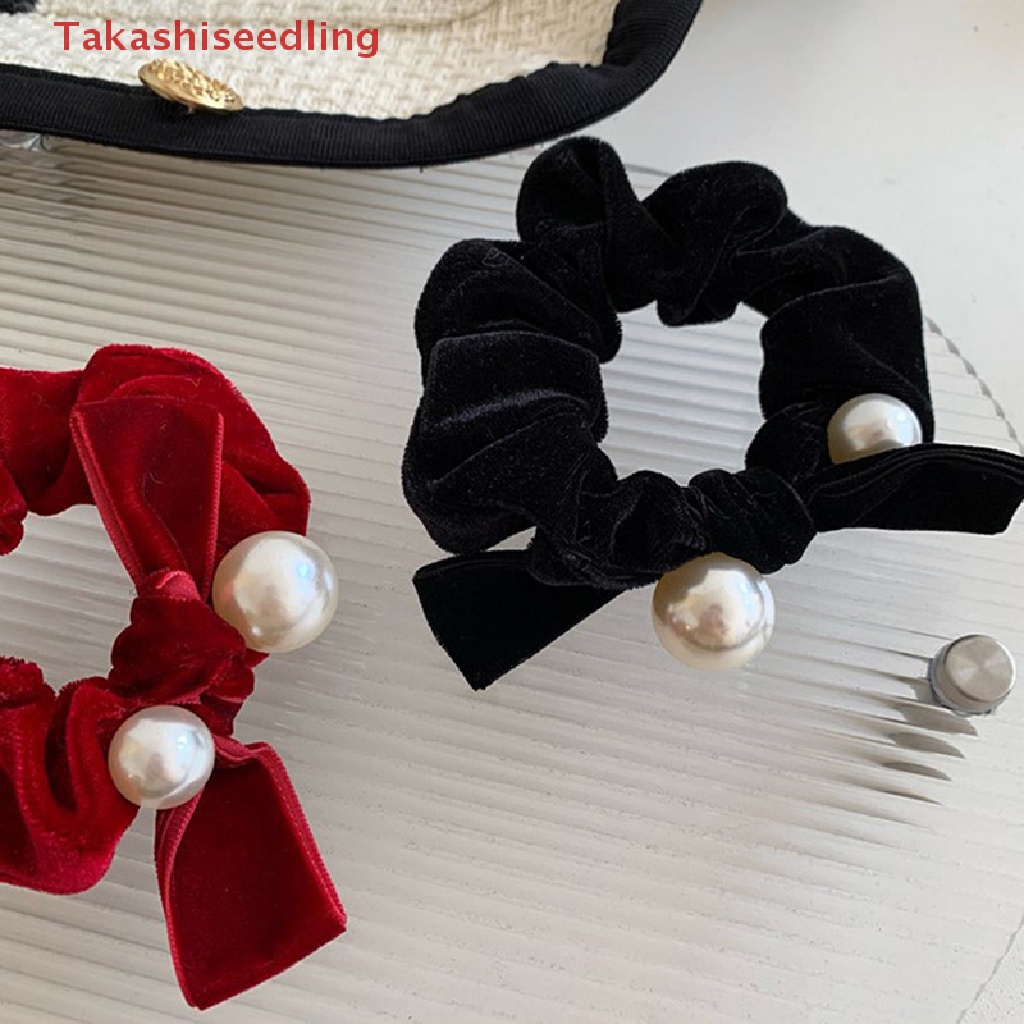 Dây Cột Tóc Nhung Thắt Nơ Màu Đen / Rượu Thanh Lịch Cho Nữ