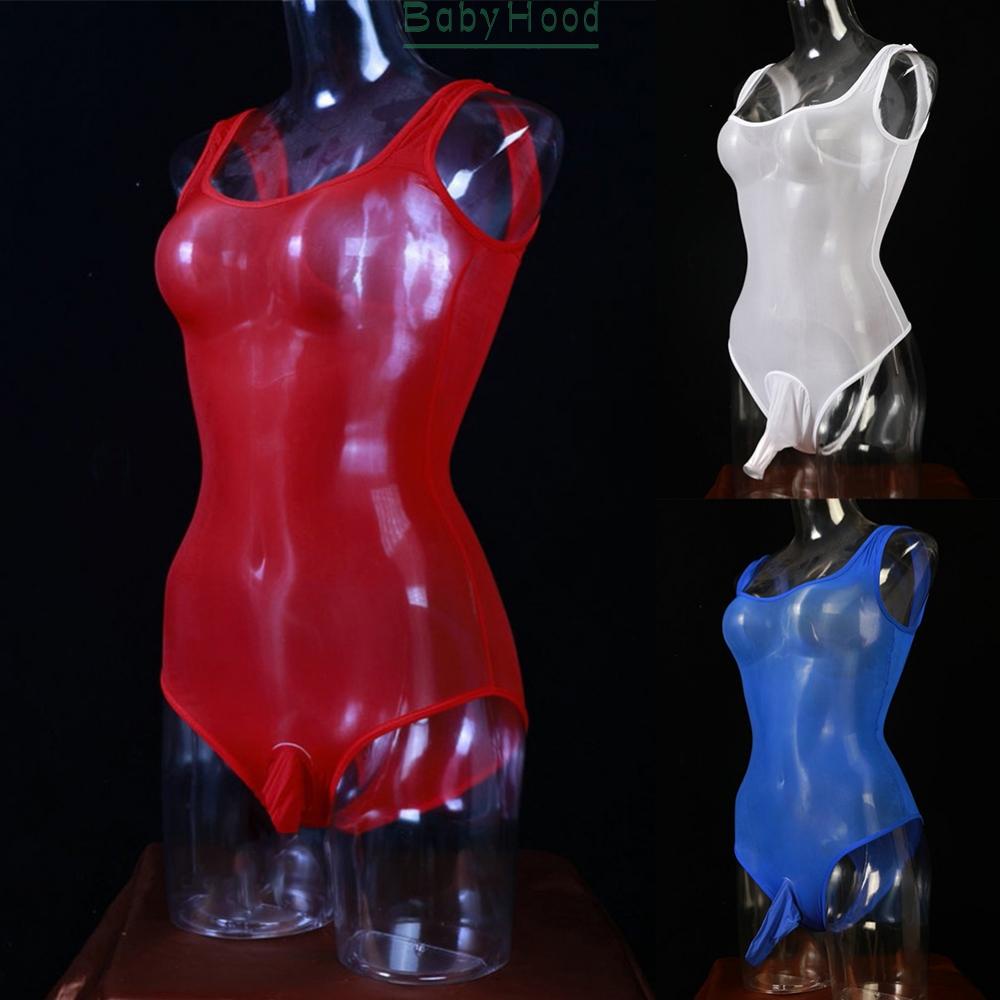 Bodysuits Jumpsuits Man Mesh Oil Shiny See Through Sexy Sheer Stocking#BBHOOD