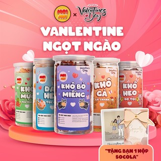Combo 5 sản phẩm : Khô bò miếng; Khô gà lá chanh; Khô heo bơ tỏi; Khô mực hấp dừa;Da heo tỏi ớt