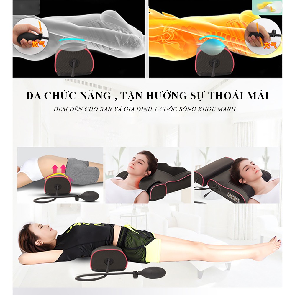 Gối massage mát-xa cổ vai gáy eo hông 20 đầu, đa năng có gồm túi khí và túi thảo dược
