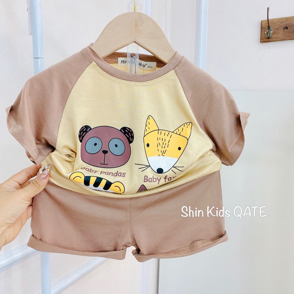 Full Size  Bộ Cộc Tay Thun Lạnh Minkey BaBy Ráp Lăng In Hình Cá Mập Dễ Thương Dành Cho Bé