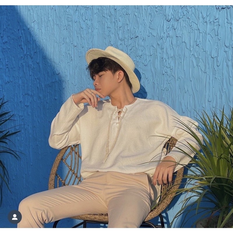 Áo Sơmi đi biển Korean đan dây - 2 màu