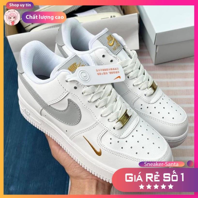 Giày Nike_Air force 1 vệt xám, giày thể thao nam nữ Af1 Vệt xám logo vàng bản đẹp full box bill