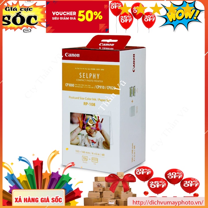 Giấy In Nhiệt Canon RP108 dùng cho máy in Canon CP1300 chất lượng tốt INECO