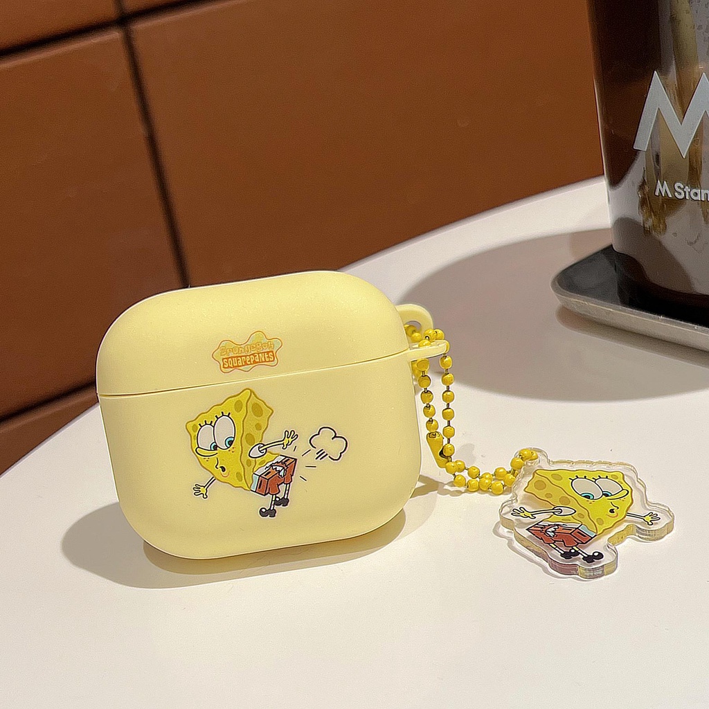 Vỏ Bảo Vệ Hộp Sạc Tai nghe không dây AirPods 1 2 3 2021 Pro2 2022 Bằng Silicon Tpu Mềm Hình Spongebob Vui Nhộn