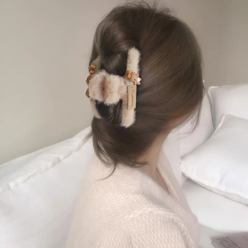 Kẹp tóc gắp lông hình gấu cute