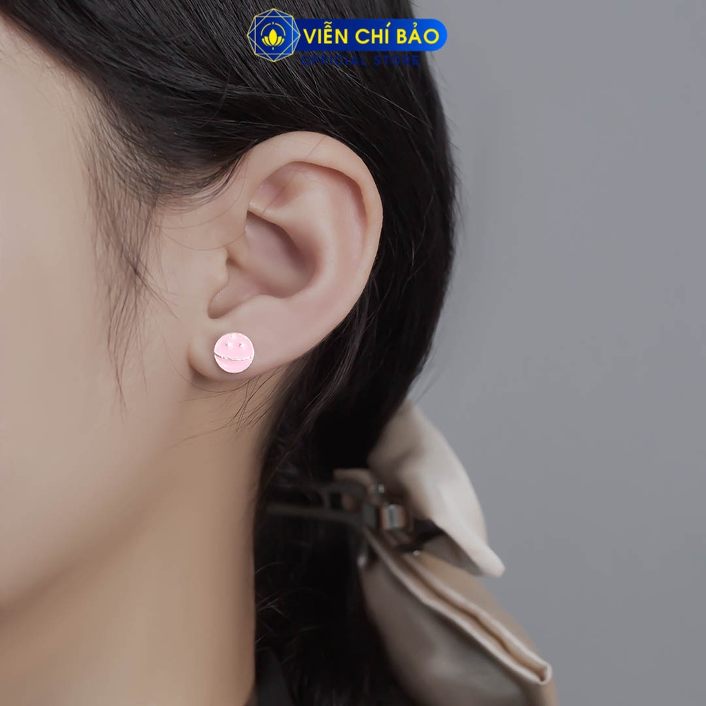 Bông tai bạc nữ mặt trăng địa cầu hồng chất liệu bạc 925 thời trang phụ kiện trang sức nữ Viễn Chí Bảo B400343-H