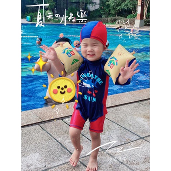 Bộ Đồ Bơi Liền Thân Trẻ Em Bé Trai Kèm Mũ Dành Cho Bé Trai 2-10 Tuổi