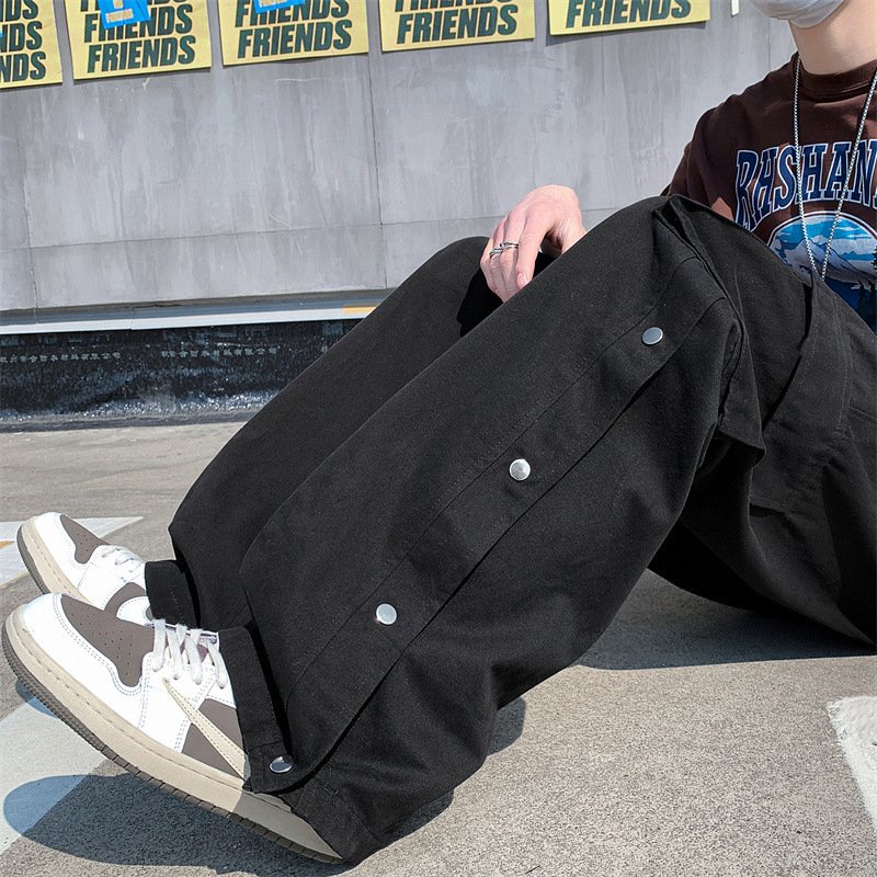 Quần cargo pants ống rộng chất liệu kaki túi hộp hiphop ống rộng suông dài trơn thời trang cho nam Zinti QD43