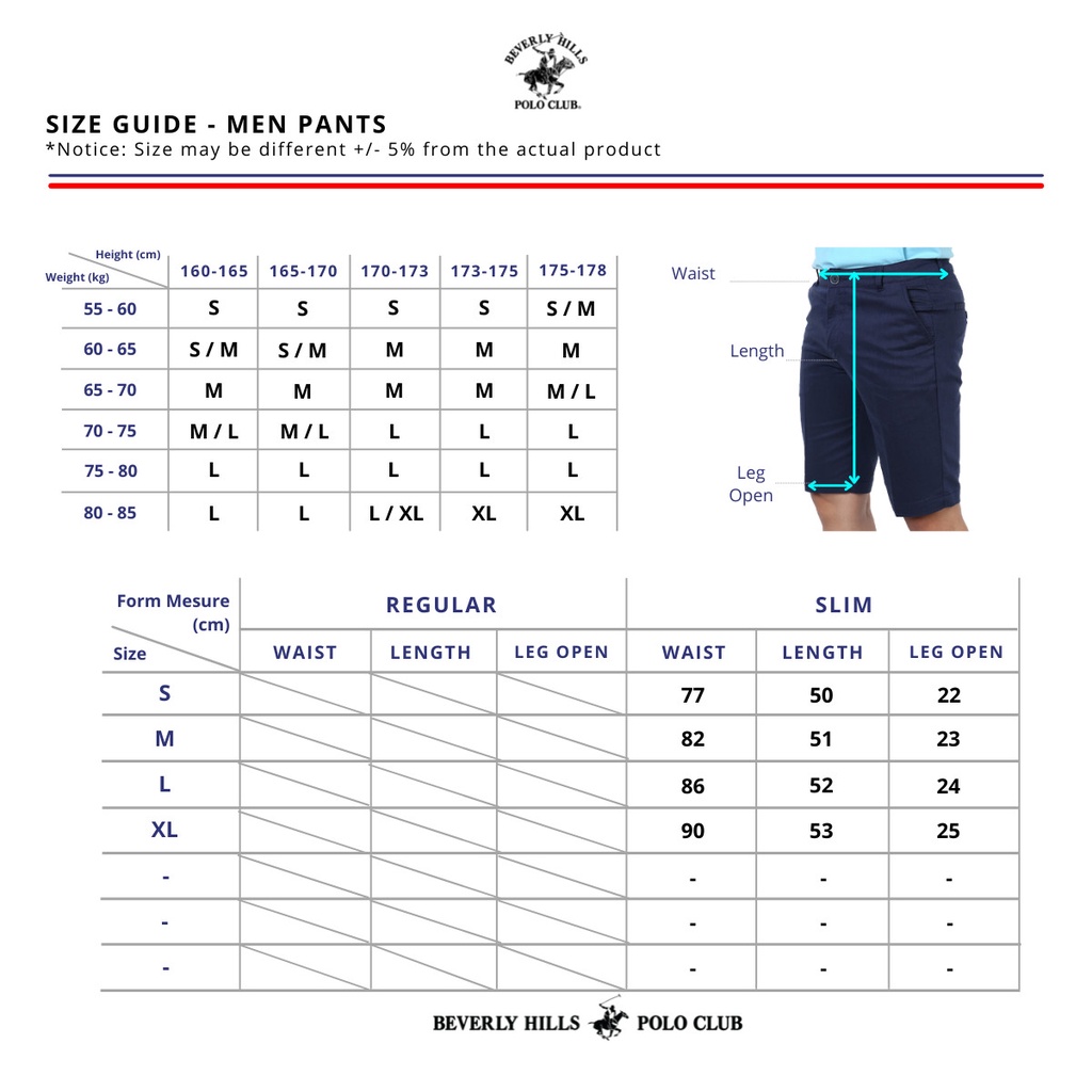 Beverly Hills Polo Club - Quần short Nam Slim Fit Xanh nhạt BU- BHPC QJSS22V002