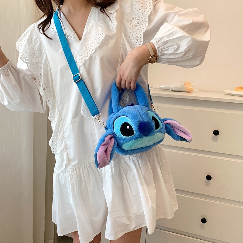 DISNEY Túi Đeo Chéo Hình Stitch Hoạt Hình Nhồi Bông Đáng Yêu Dành Cho Bé Gái