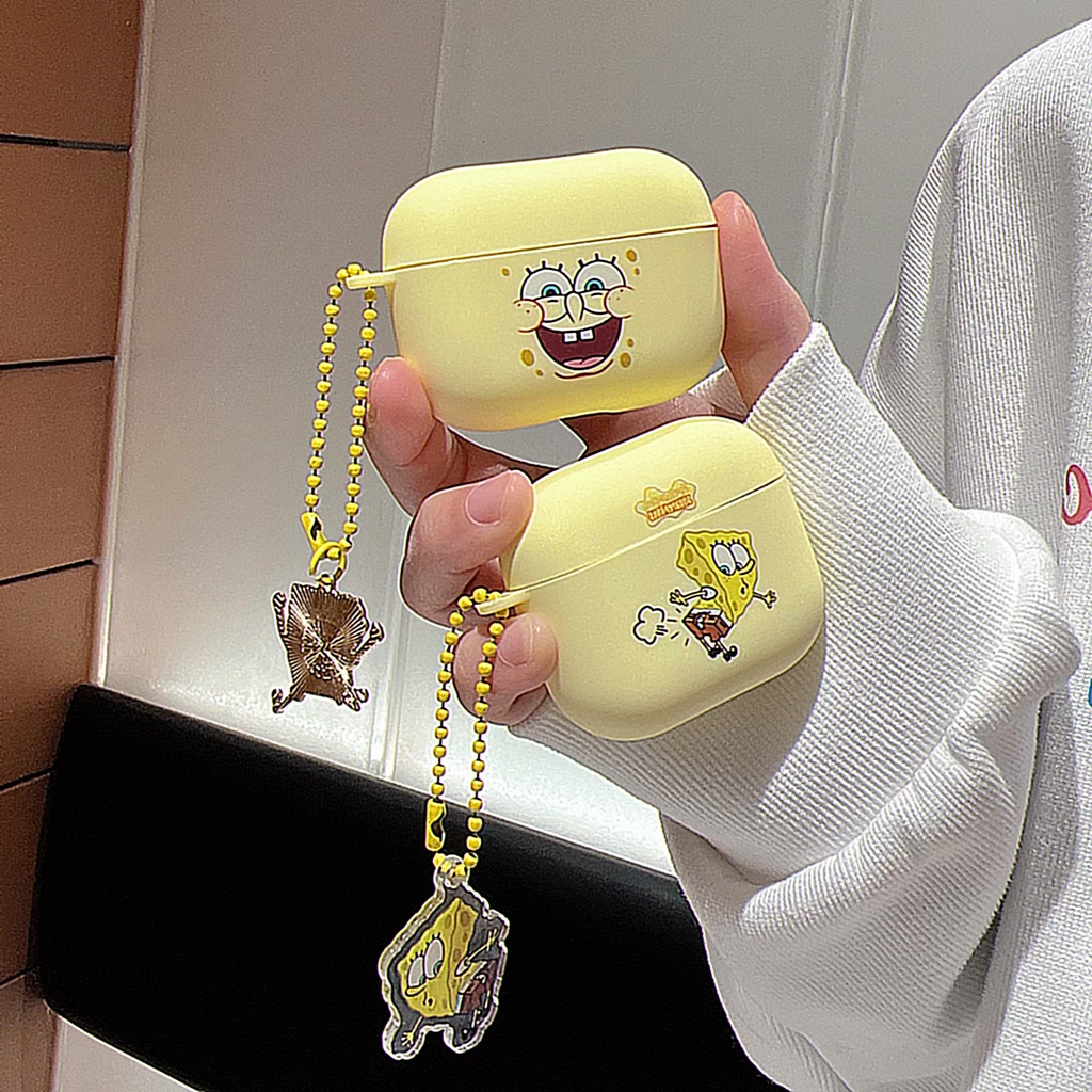 Vỏ Bảo Vệ Hộp Sạc Tai nghe không dây AirPods 1 2 3 2021 Pro2 2022 Bằng Silicon Tpu Mềm Hình Spongebob Vui Nhộn