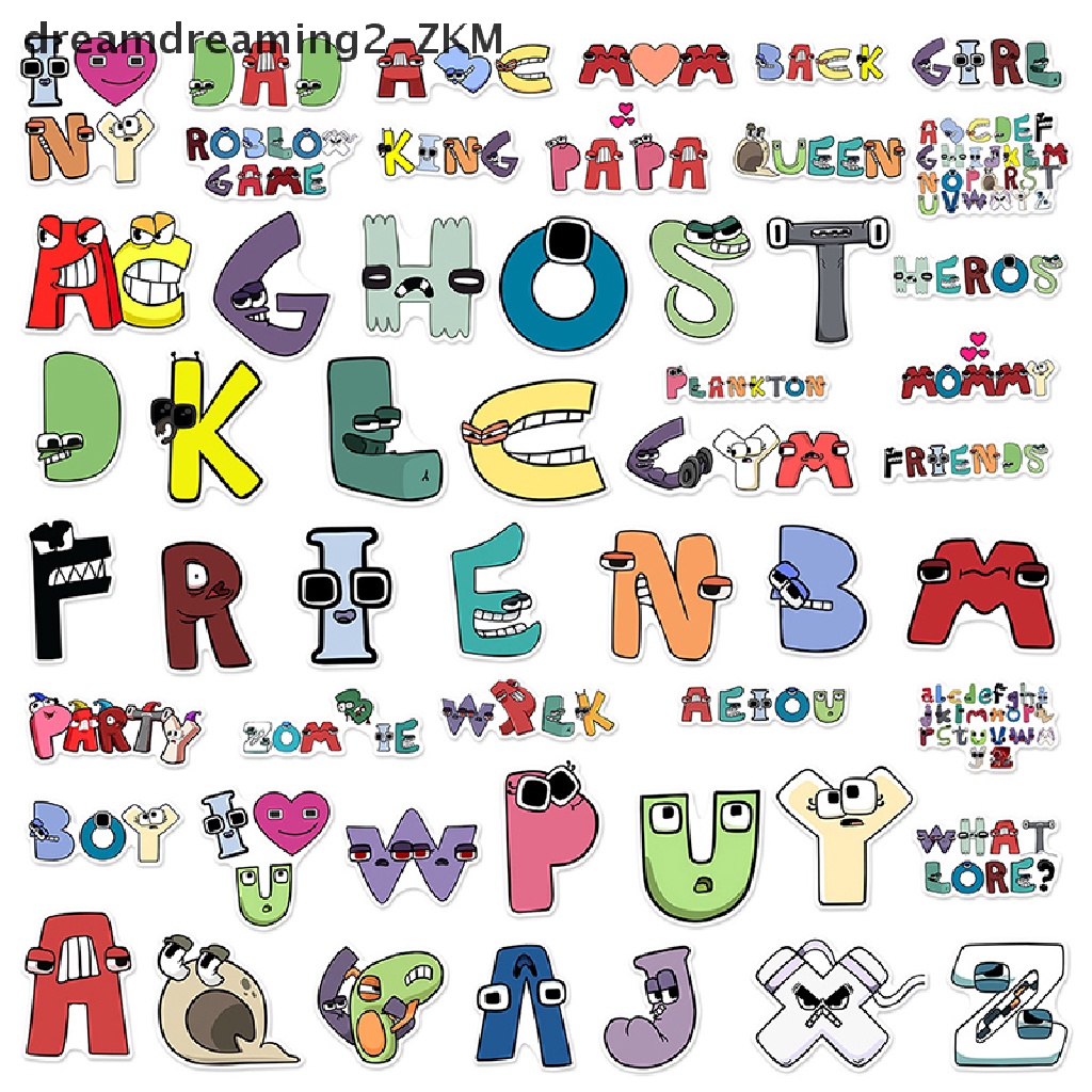 Bộ 50 Miếng Dán Hình Chữ Cái Alphabet A-Z Giáo Dục Cho Bé