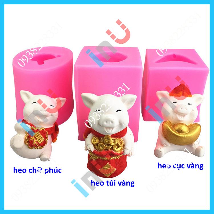 Khuôn silicon 3D mẫu Heo thỏi vàng tài lộc cát tường làm fondant trang trí bánh, đổ tượng tô màu, làm socola, rau câu