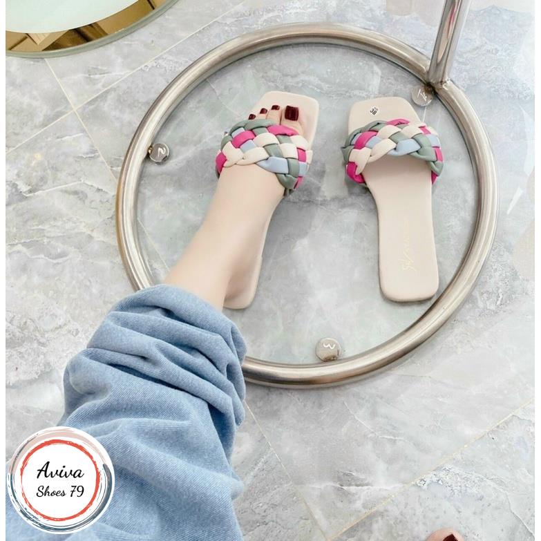 Dép đế bệt quai ngang Bính phối màu H2STORE siêu xinh hót quanh năm.