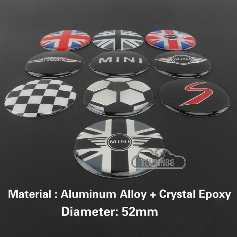 Set 4 Miếng Dán 52mm 56mm Trang Trí Trục Bánh Xe Hơi Mini Cooper S JCW Clubman Countryman R53 R52 R55 R50 F56