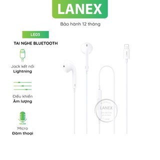 Tai nghe bluetooth lanex - le03 2 bên có dây tpe jack ligh có mic dài 1.2m