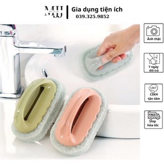 Bàn chải cọ rửa bọt biển đa năng có tay cầm, có thể cọ rửa bếp, xong nồi, bát đĩa, bồn rửa mặt, nhà vệ sinh.