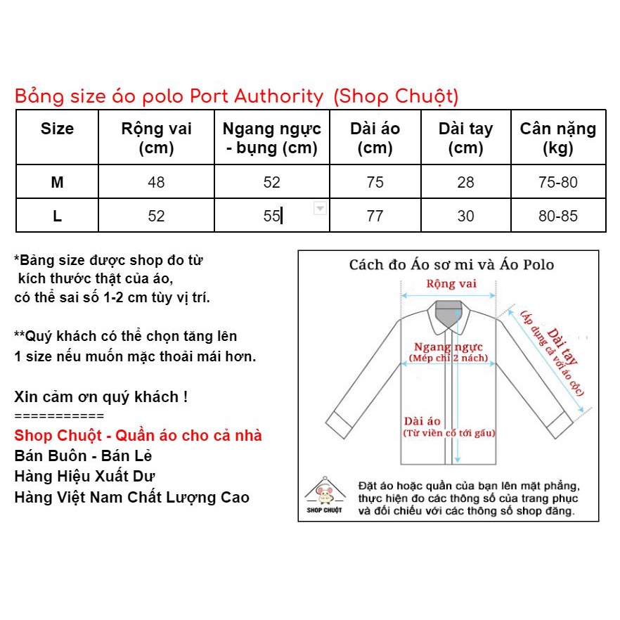 Áo cộc tay có cổ nam PORT AUTHORITY / Áo polo xuất dư