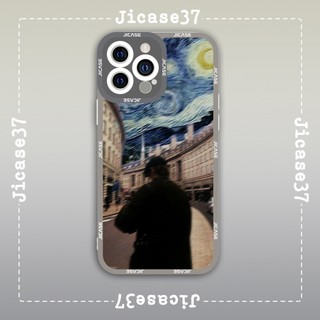 Ốp lưng iphone cạnh vuông Jicase Van Gogh Đêm đầy sao Cổ điển Asthetic