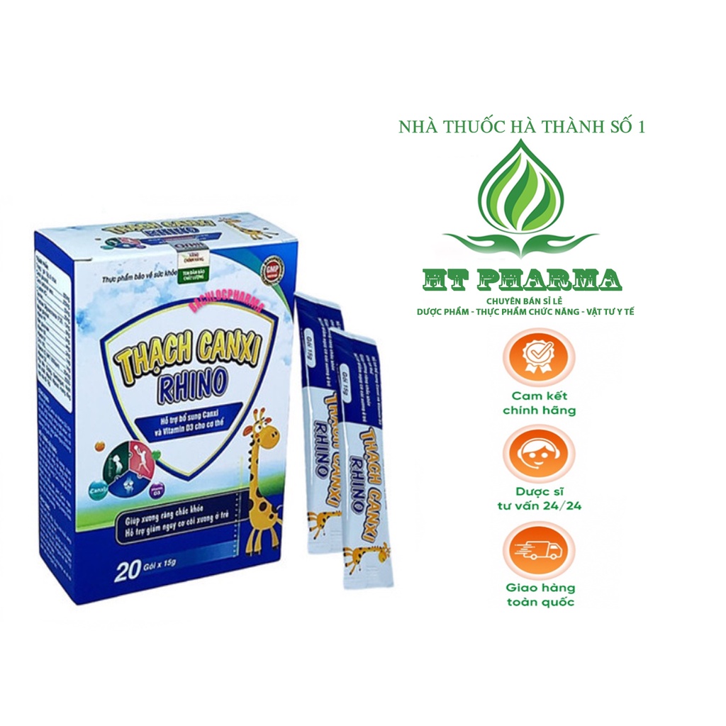 Thạch Canxi Rhino, giúp tăng chiều cao, giảm loãng xương với Vitamin D3 - Gói 15g